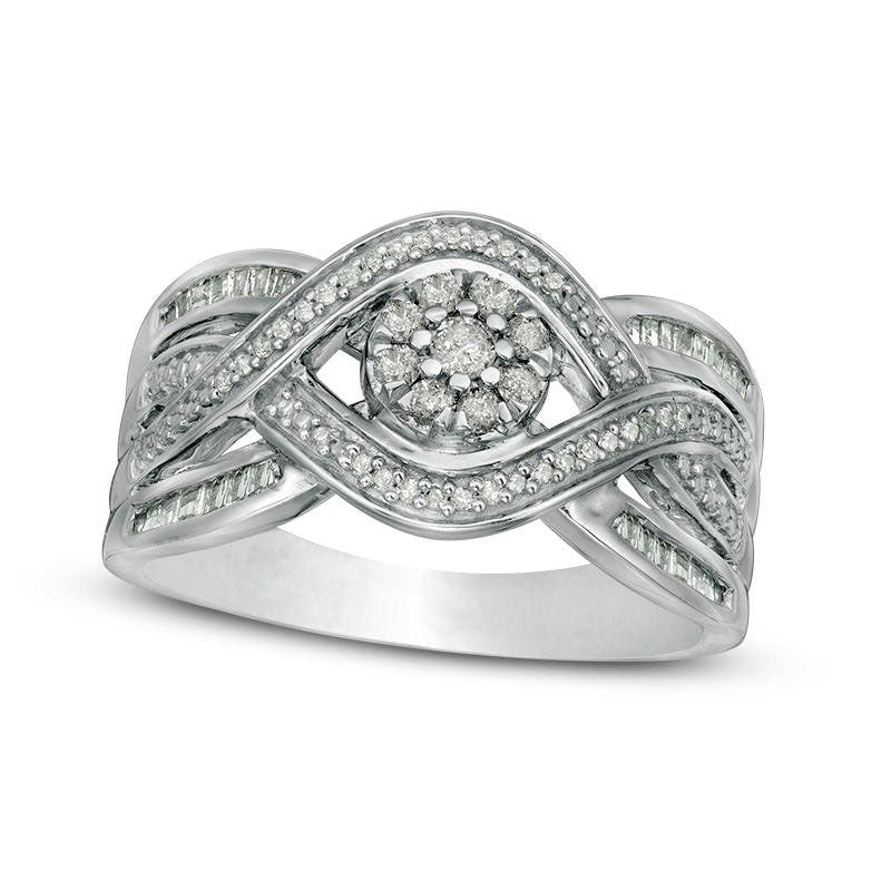 Image of ID 1 033 CT TW Composite Natural Diamond Bypass Promise Ring in Sterling Silver