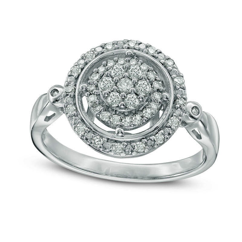 Image of ID 1 033 CT TW Composite Natural Diamond Double Frame Ring in Sterling Silver