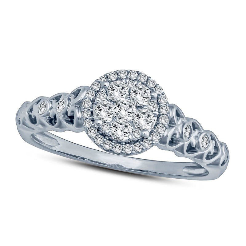 Image of ID 1 033 CT TW Composite Natural Diamond Frame Heart Shank Engagement Ring in Solid 10K White Gold