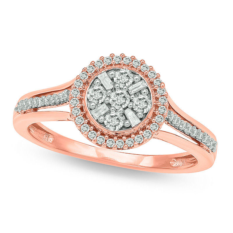 Image of ID 1 033 CT TW Composite Natural Diamond Frame Ring in Solid 10K Rose Gold
