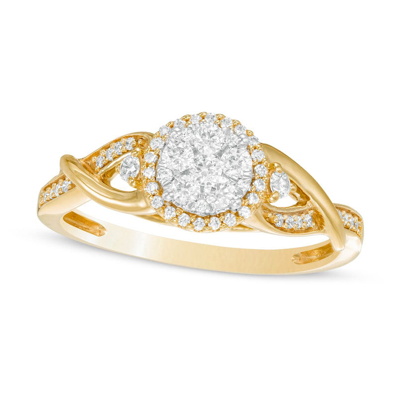 Image of ID 1 033 CT TW Composite Natural Diamond Frame Twist Shank Ring in Solid 10K Yellow Gold