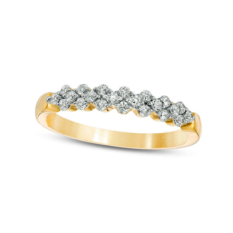 Image of ID 1 033 CT TW Natural Diamond Alternating Stackable Band in Solid 10K Yellow Gold