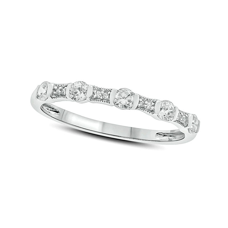 Image of ID 1 033 CT TW Natural Diamond Antique Vintage-Style Stack Anniversary Band in Solid 10K White Gold