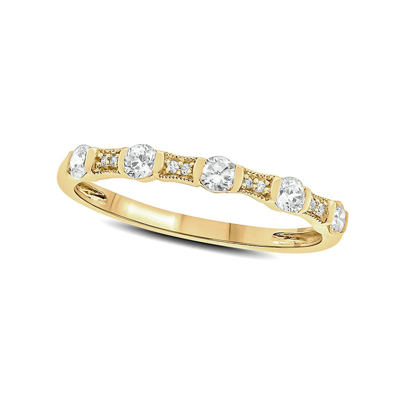 Image of ID 1 033 CT TW Natural Diamond Antique Vintage-Style Stack Anniversary Band in Solid 10K Yellow Gold