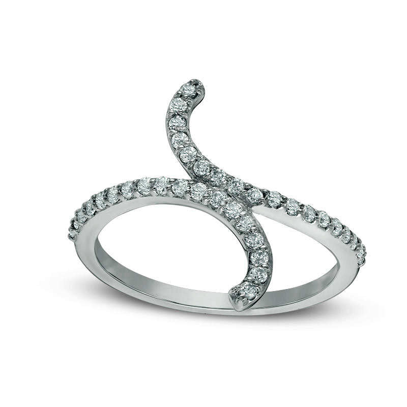 Image of ID 1 033 CT TW Natural Diamond Bypass Curve Ring in Sterling Silver
