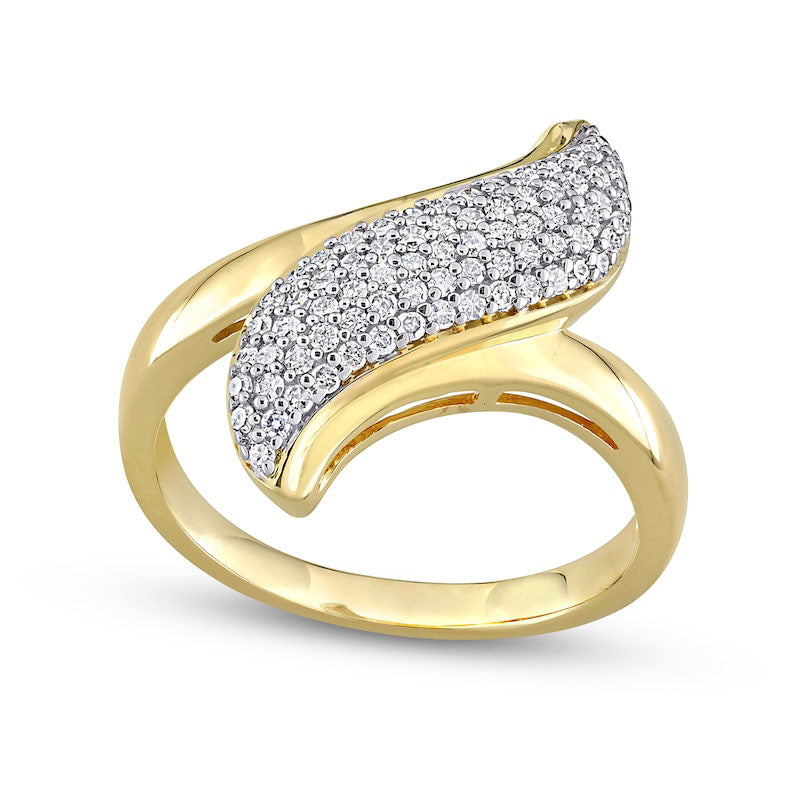 Image of ID 1 033 CT TW Natural Diamond Bypass Ring in Sterling Silver with Yellow Rhodium Plate