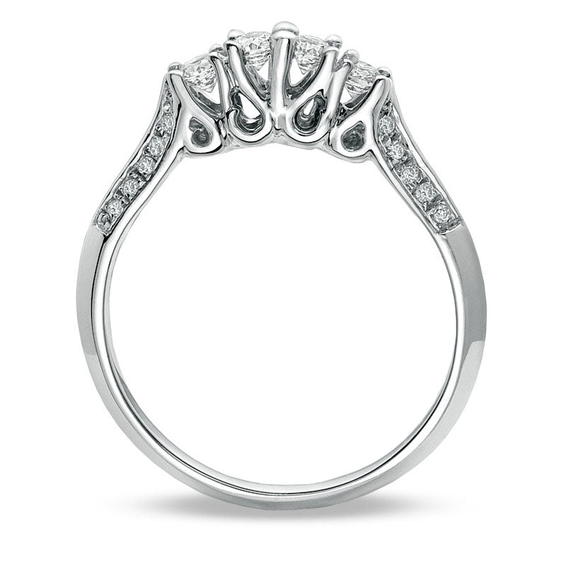 Image of ID 1 033 CT TW Natural Diamond Cluster Four Stone Ring in Solid 10K White Gold