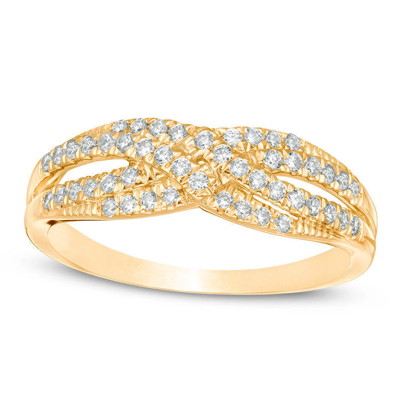 Image of ID 1 033 CT TW Natural Diamond Crossover Anniversary Band in Solid 10K Yellow Gold