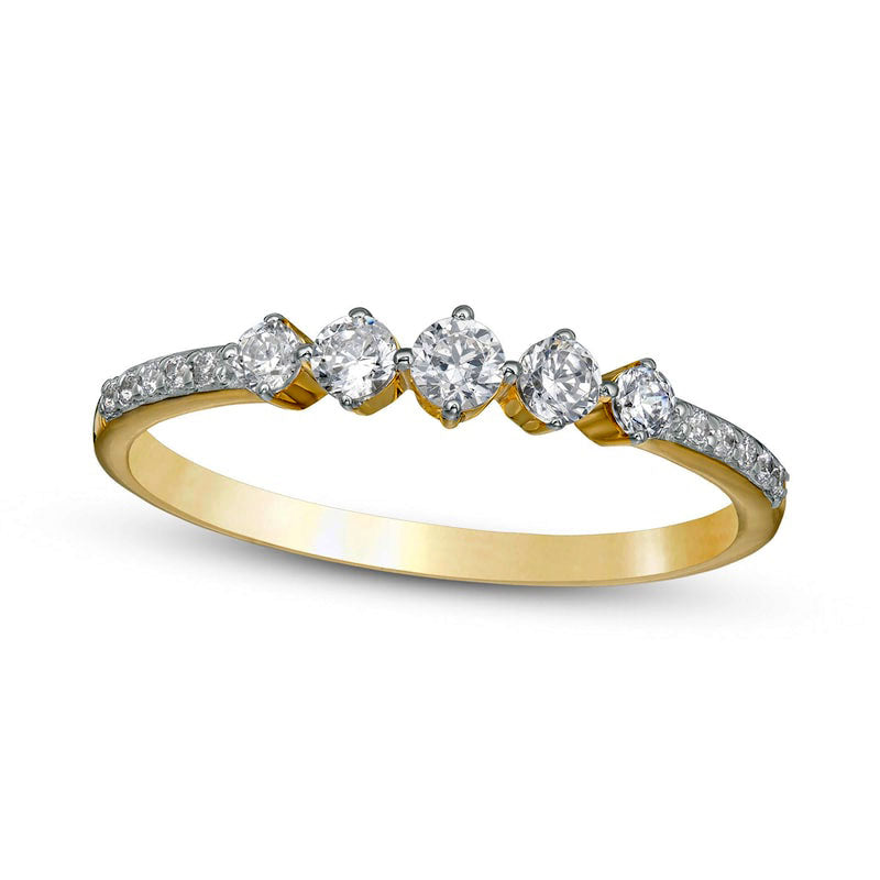Image of ID 1 033 CT TW Natural Diamond Five Stone Anniversary Band in Solid 10K Yellow Gold