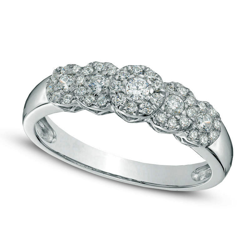 Image of ID 1 033 CT TW Natural Diamond Five Stone Frame Ring in Solid 10K White Gold