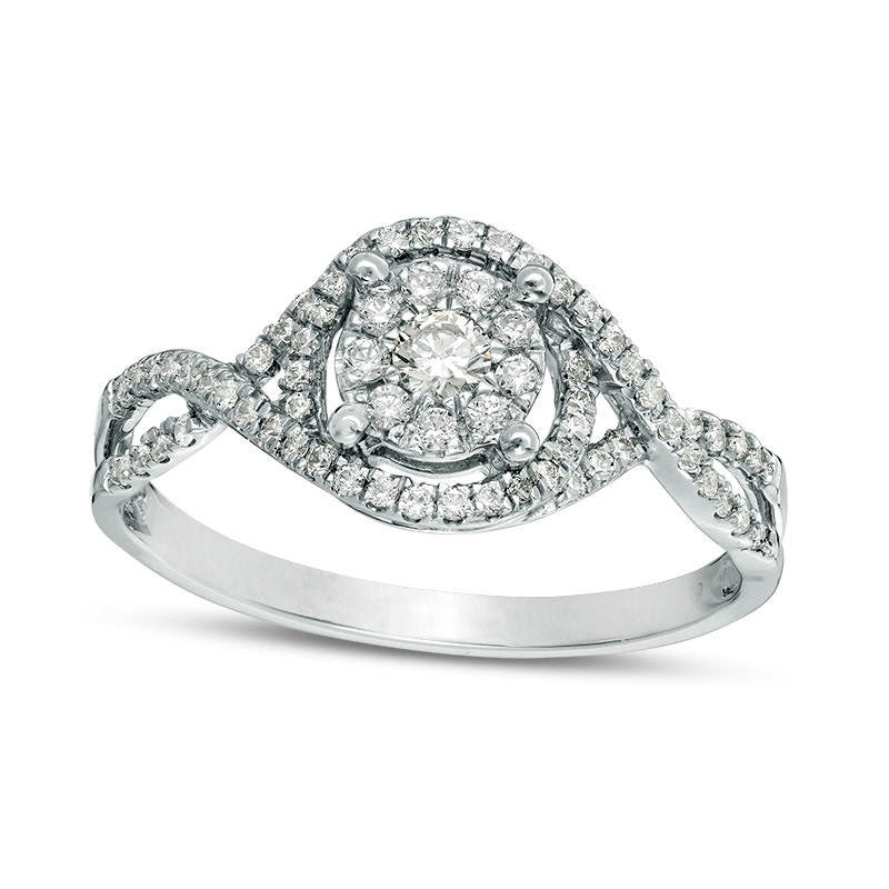 Image of ID 1 033 CT TW Natural Diamond Frame Bypass Twist Engagement Ring in Solid 10K White Gold