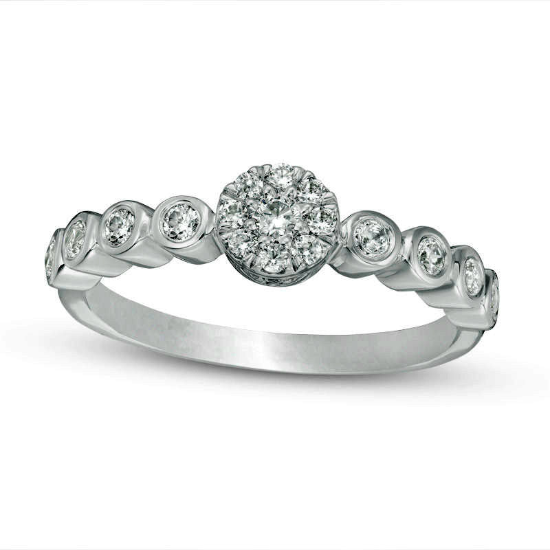 Image of ID 1 033 CT TW Natural Diamond Frame Engagement Ring in Solid 10K White Gold