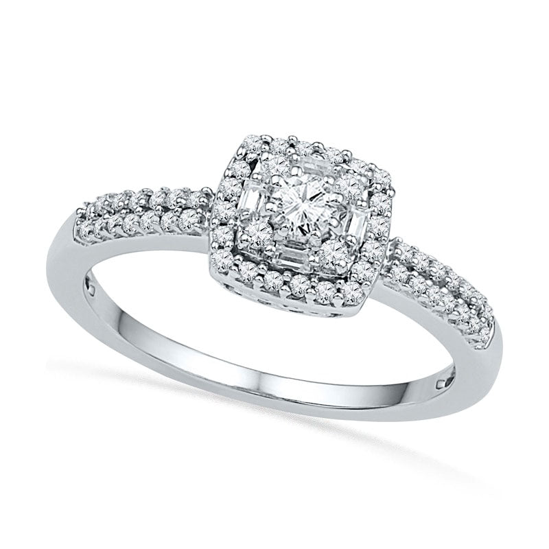 Image of ID 1 033 CT TW Natural Diamond Frame Promise Ring in Solid 10K White Gold
