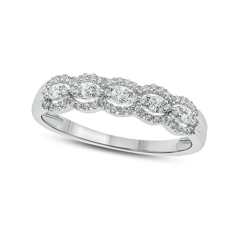 Image of ID 1 033 CT TW Natural Diamond Frame Trios Anniversary Ring in Solid 10K White Gold