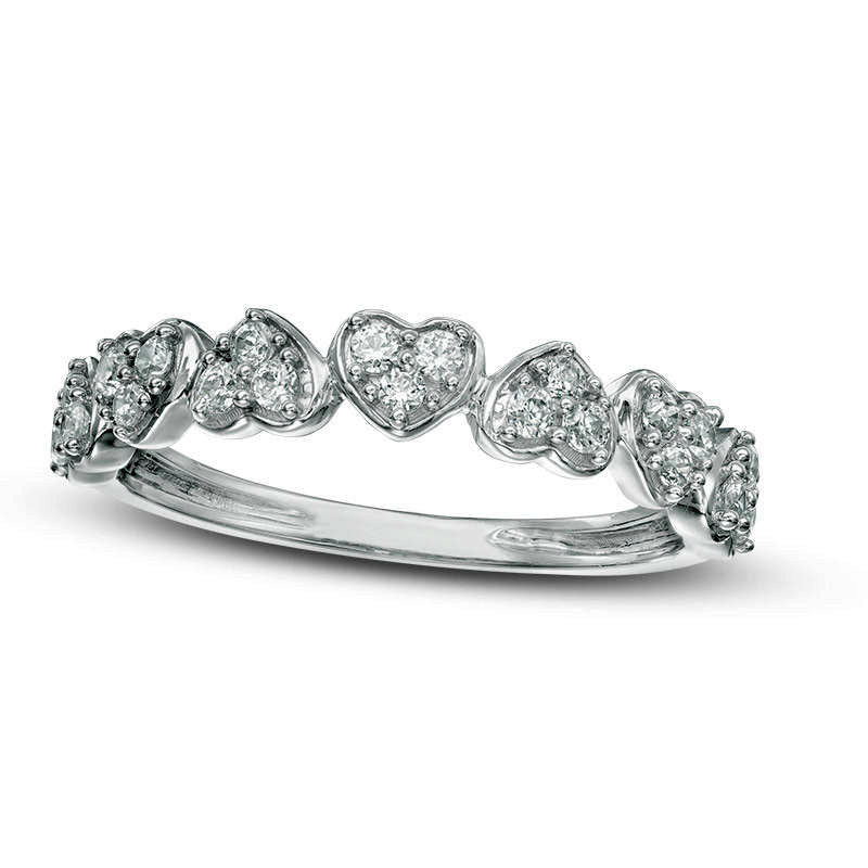 Image of ID 1 033 CT TW Natural Diamond Heart Wedding Band in Solid 10K White Gold