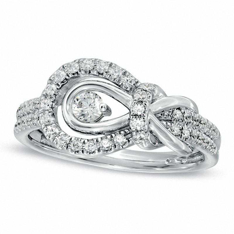Image of ID 1 033 CT TW Natural Diamond Knot Ring in Solid 10K White Gold