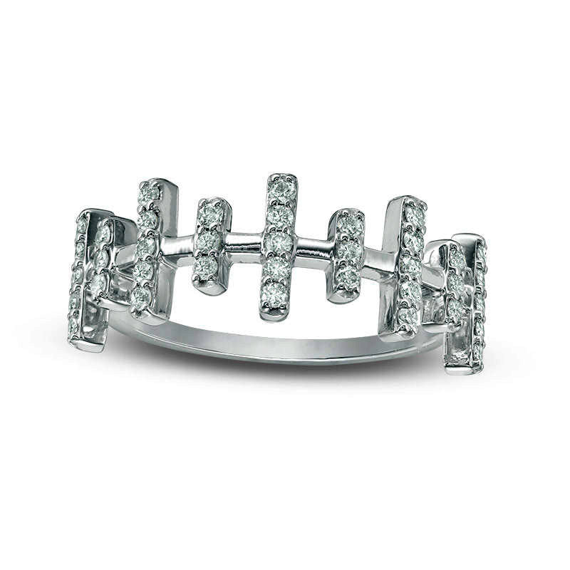 Image of ID 1 033 CT TW Natural Diamond Multi-Row Bar Ring in Sterling Silver