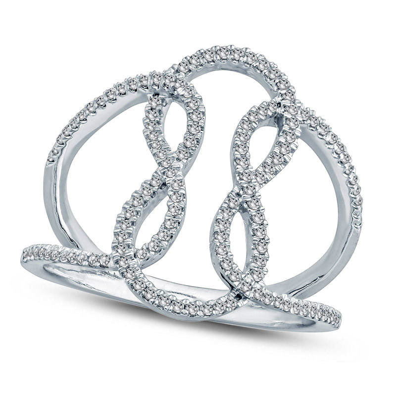 Image of ID 1 033 CT TW Natural Diamond Open Double Knot Ring in Solid 10K White Gold