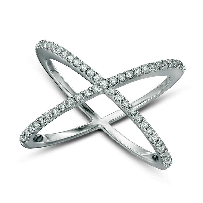 Image of ID 1 033 CT TW Natural Diamond Orbit Ring in Solid 10K White Gold