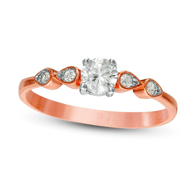 Image of ID 1 033 CT TW Natural Diamond Petal-Sides Engagement Ring in Solid 10K Rose Gold