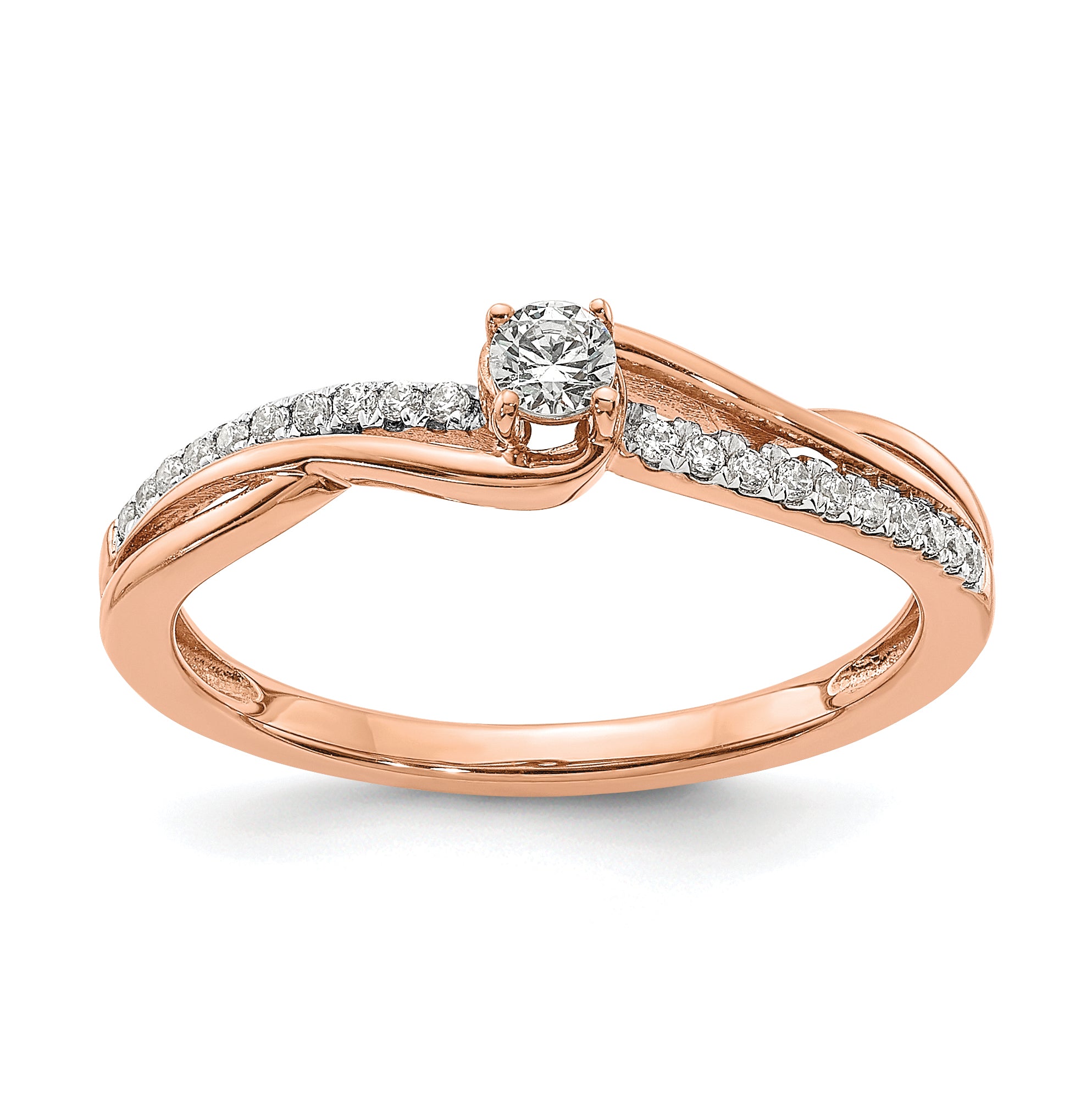 Image of ID 1 036ct CZ Solid Real 14k Rose Gold Engagement Ring