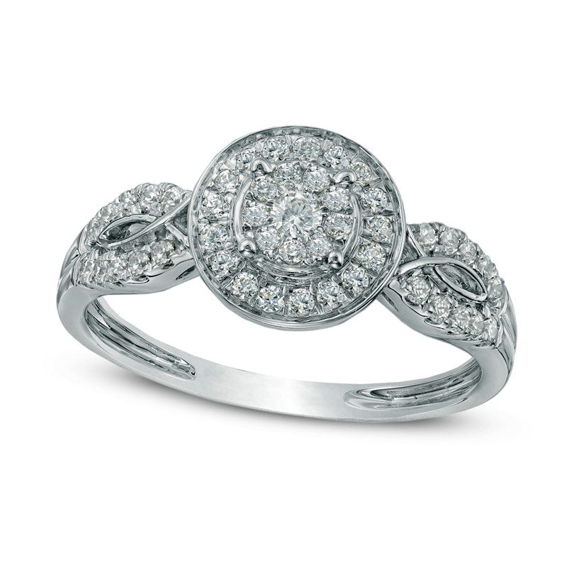Image of ID 1 038 CT TW Composite Natural Diamond Frame Engagement Ring in Solid 10K White Gold