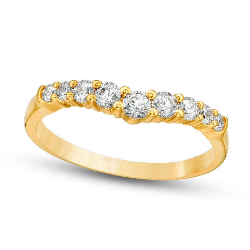 Image of ID 1 038 CT TW Natural Diamond Contour Anniversary Band in Solid 14K Gold