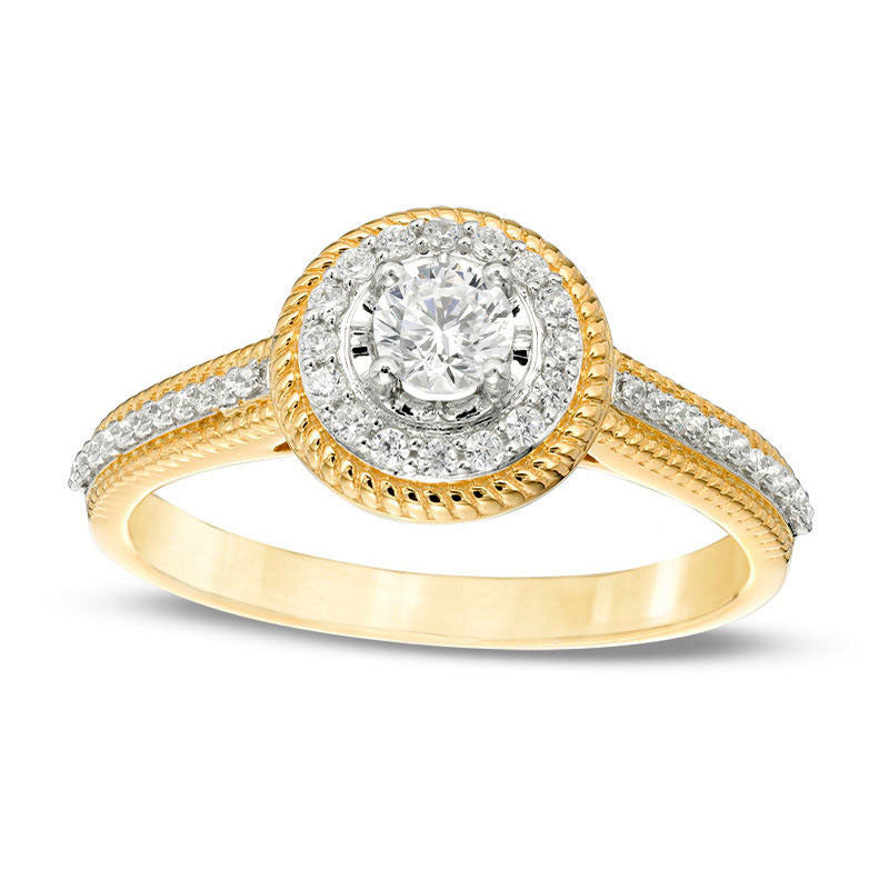 Image of ID 1 038 CT TW Natural Diamond Frame Antique Vintage-Style Engagement Ring in Solid 14K Gold