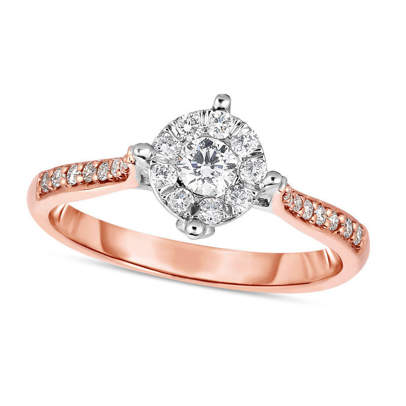 Image of ID 1 038 CT TW Natural Diamond Frame Engagement Ring in Solid 10K Rose Gold