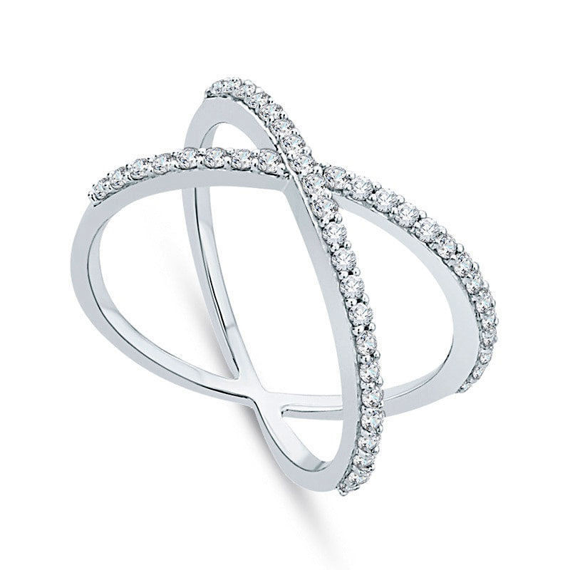 Image of ID 1 038 CT TW Natural Diamond Orbit Ring in Solid 10K White Gold