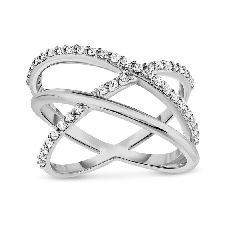 Image of ID 1 038 CT TW Natural Diamond Orbit Ring in Sterling Silver