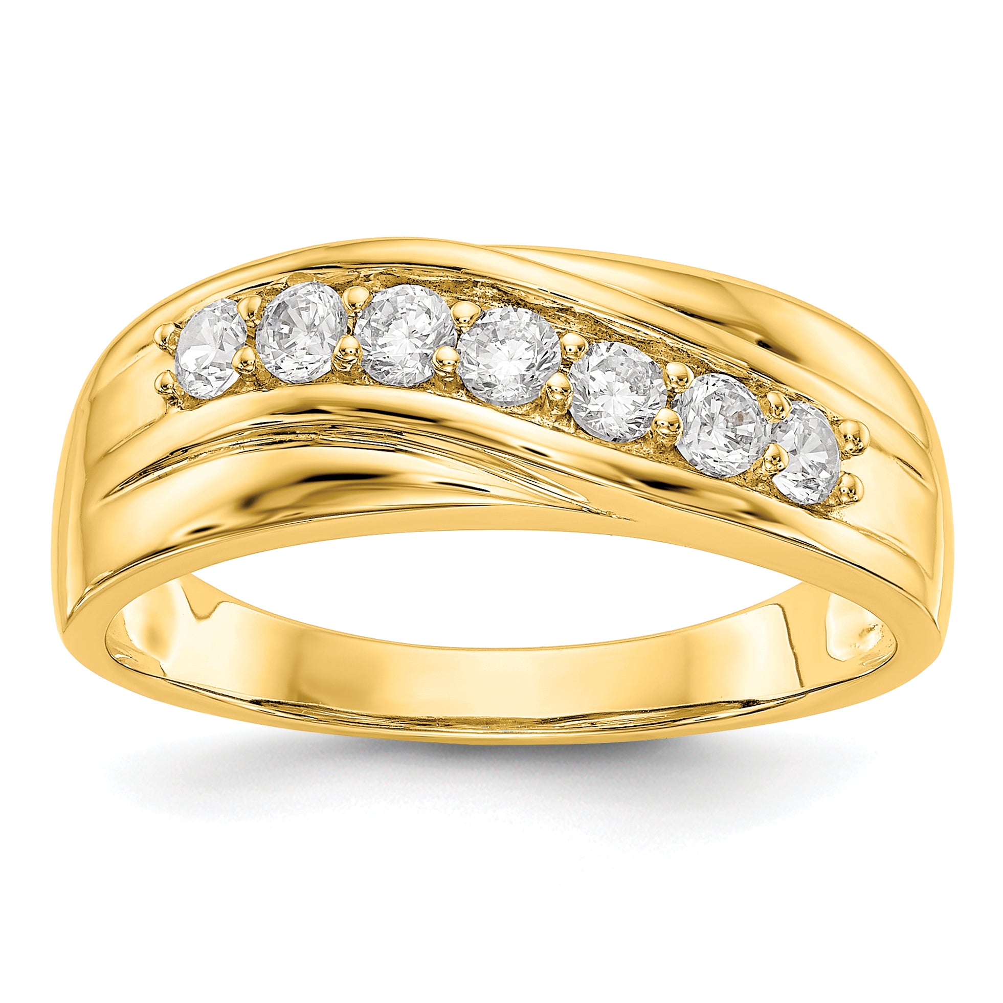 Image of ID 1 049ct CZ Solid Real 14K Yellow Gold Men's Wedding Band Ring (SI1-SI2)