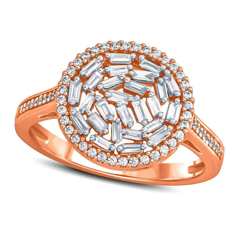 Image of ID 1 050 CT TW Composite Baguette Natural Diamond Frame Ring in Solid 10K Rose Gold