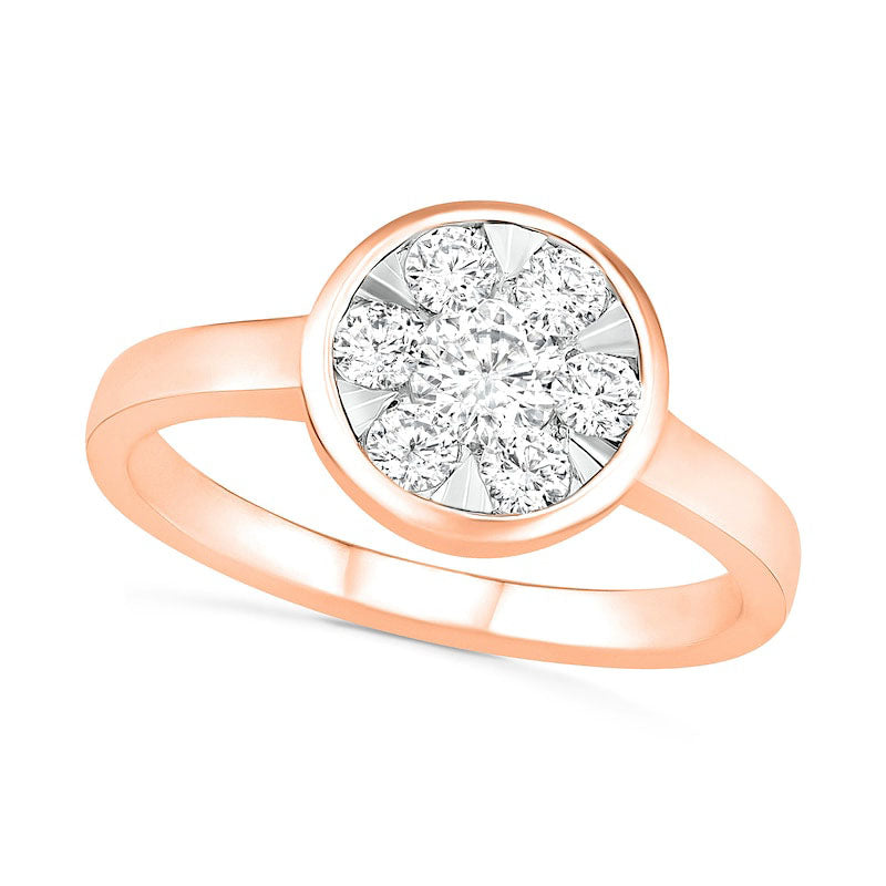 Image of ID 1 050 CT TW Composite Natural Diamond Circle Ring in Solid 10K Rose Gold