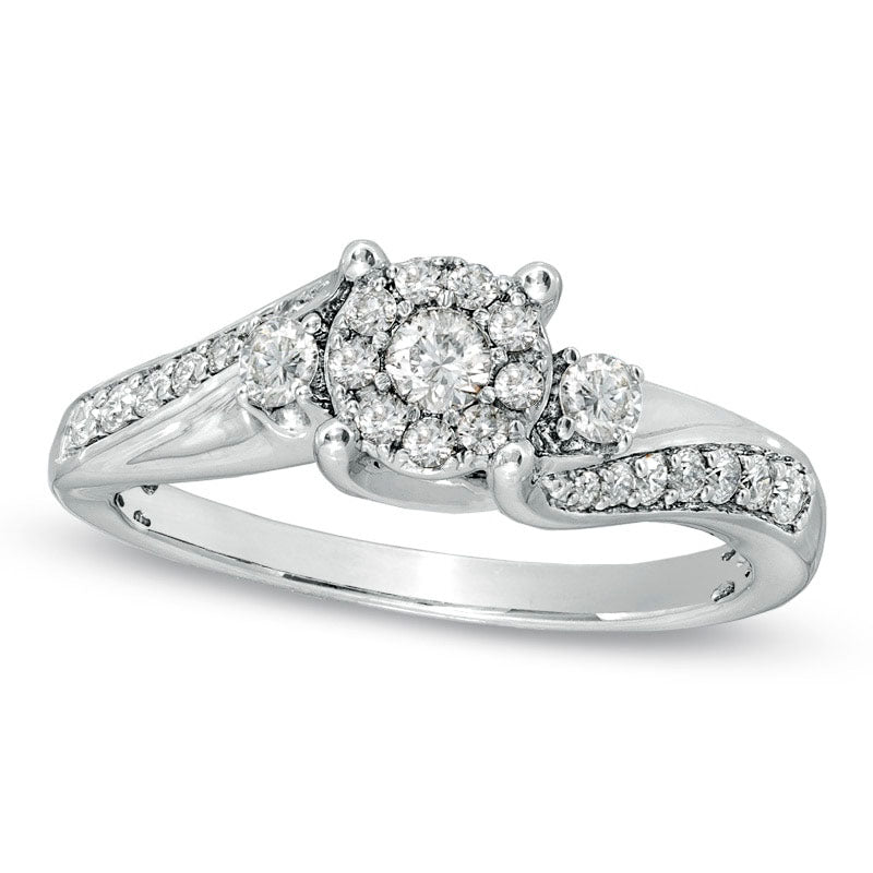 Image of ID 1 050 CT TW Composite Natural Diamond Engagement Ring in Solid 10K White Gold