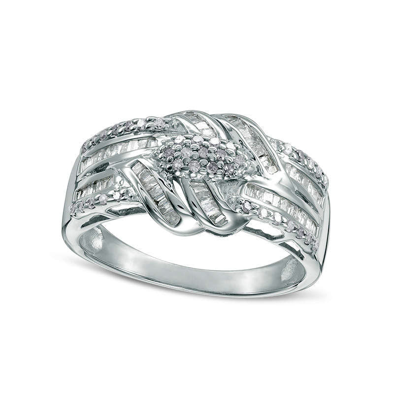 Image of ID 1 050 CT TW Composite Natural Diamond Marquise Woven Ring in Sterling Silver