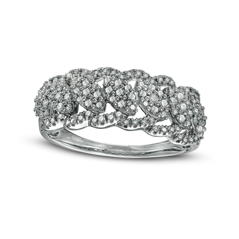 Image of ID 1 050 CT TW Composite Natural Diamond Scallop Edge Ring in Solid 10K White Gold
