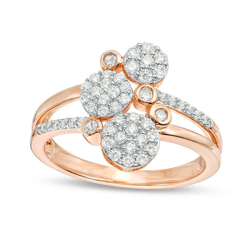 Image of ID 1 050 CT TW Composite Natural Diamond Scatter Bypass Ring in Sterling Silver with Solid 14K Rose Gold Plate
