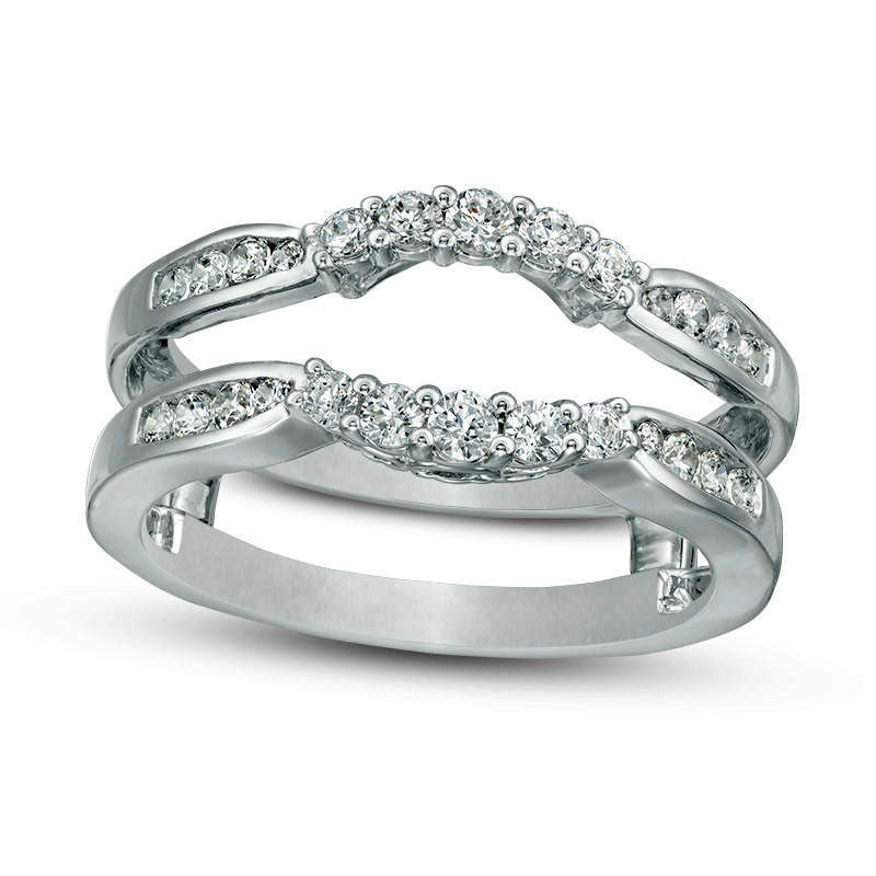Image of ID 1 050 CT TW Natural Clarity Enhanced Diamond Contour Solitaire Enhancer in Solid 14K White Gold