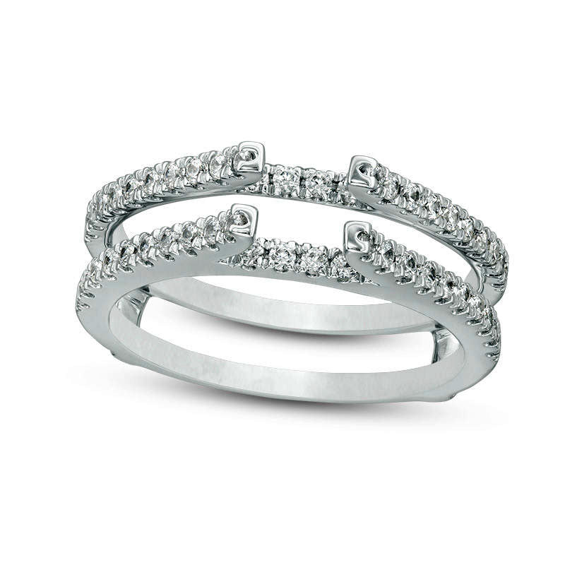 Image of ID 1 050 CT TW Natural Clarity Enhanced Diamond Lined Ring Solitaire Enhancer in Solid 14K White Gold