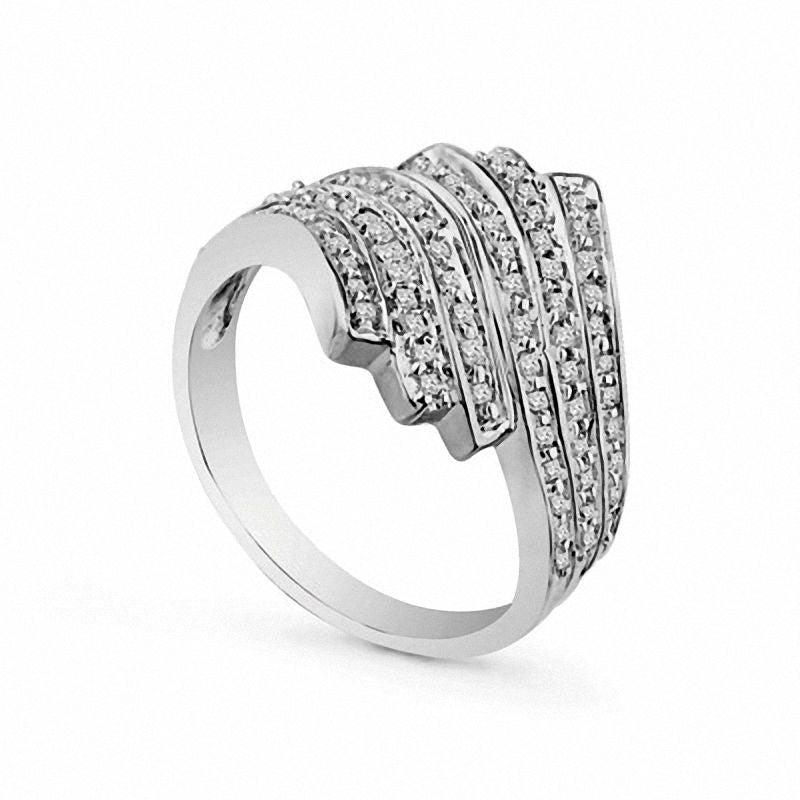 Image of ID 1 050 CT TW Natural Diamond Antique Vintage-Style Eternal Flame Ring in Sterling Silver