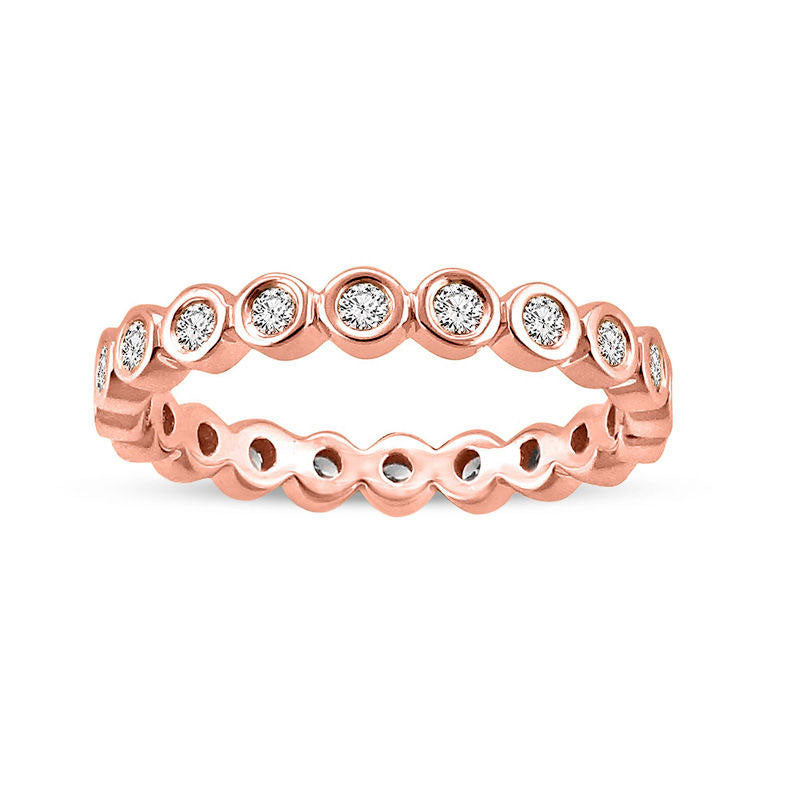 Image of ID 1 050 CT TW Natural Diamond Bezel-Set Eternity Band in Solid 14K Rose Gold