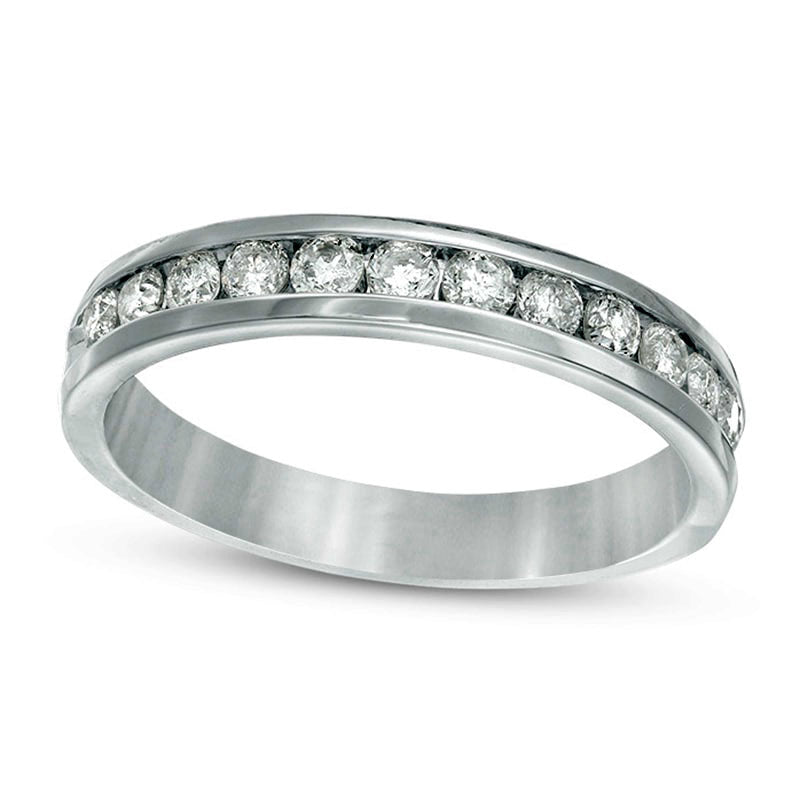Image of ID 1 050 CT TW Natural Diamond Channel Band in Solid 14K White Gold