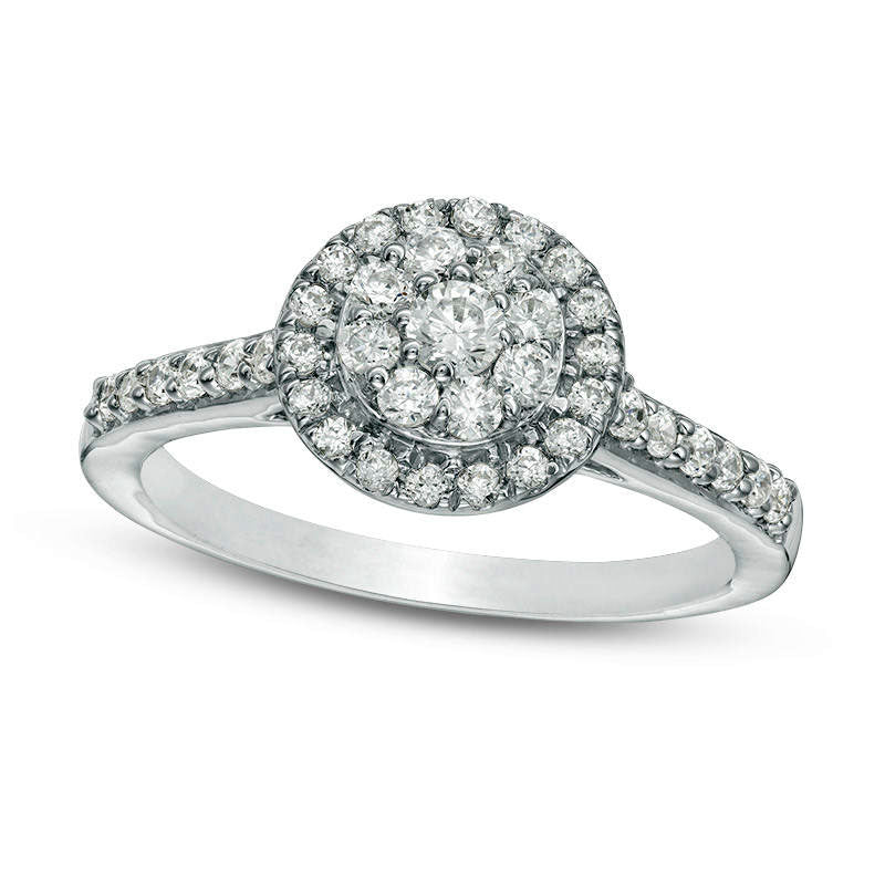 Image of ID 1 050 CT TW Natural Diamond Double Frame Ring in Solid 10K White Gold