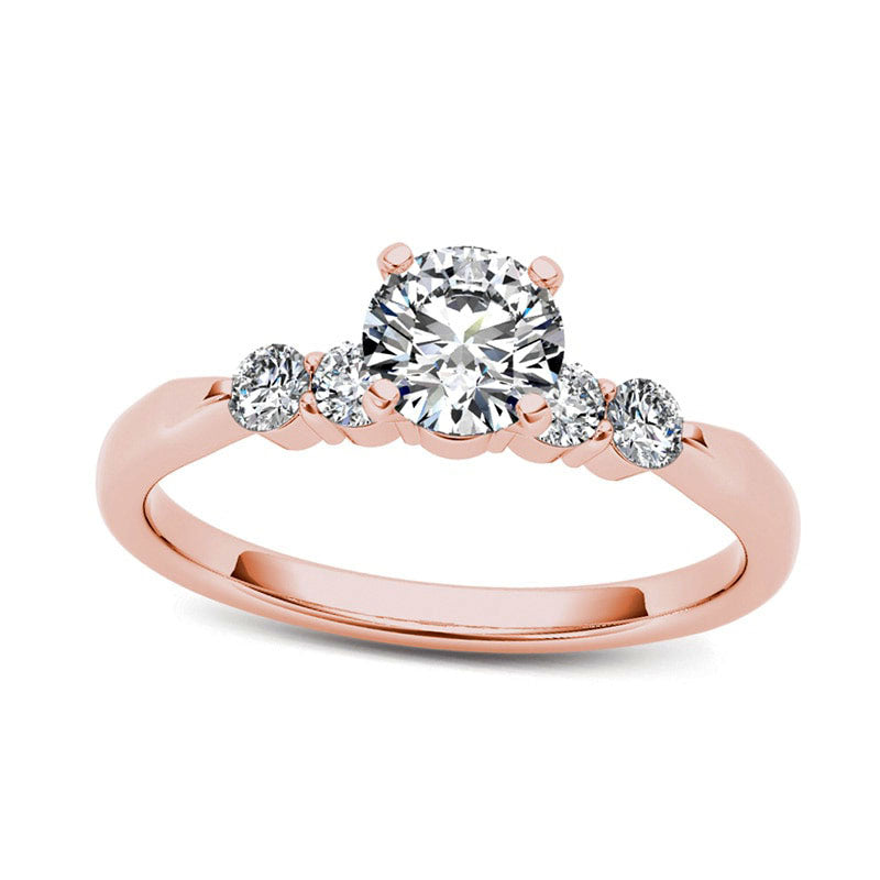 Image of ID 1 050 CT TW Natural Diamond Engagement Ring in Solid 14K Rose Gold