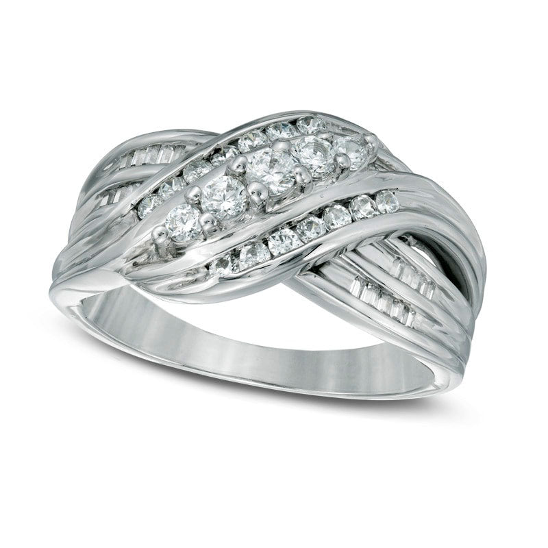 Image of ID 1 050 CT TW Natural Diamond Fashion Overlay Ring in Sterling Silver