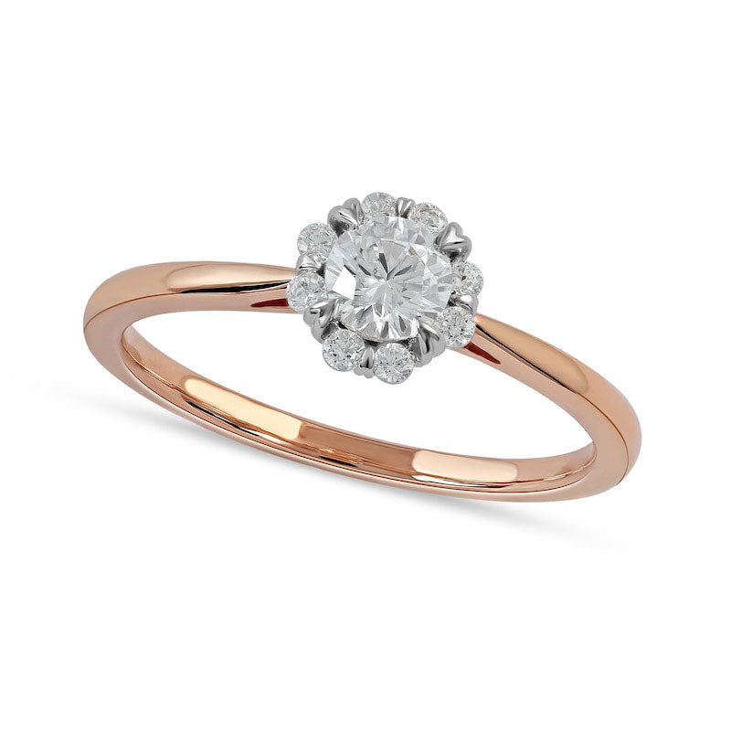 Image of ID 1 050 CT TW Natural Diamond Frame Engagement Ring in Solid 10K Rose Gold (J/I3)