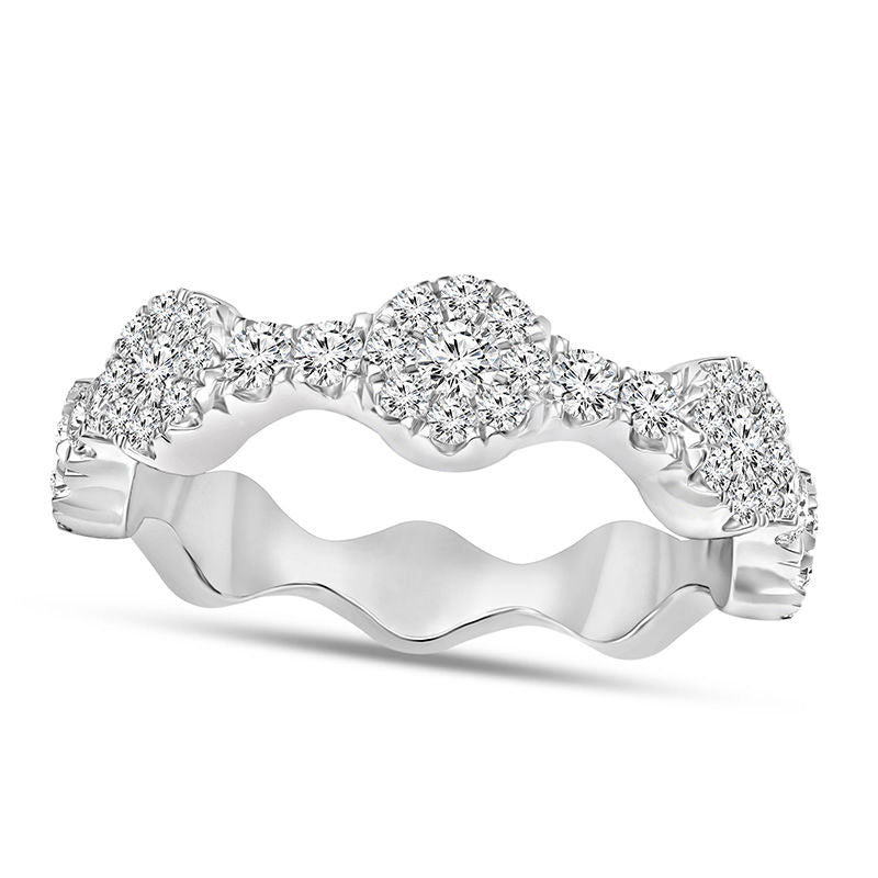 Image of ID 1 050 CT TW Natural Diamond Frame Stackable Band in Solid 10K White Gold