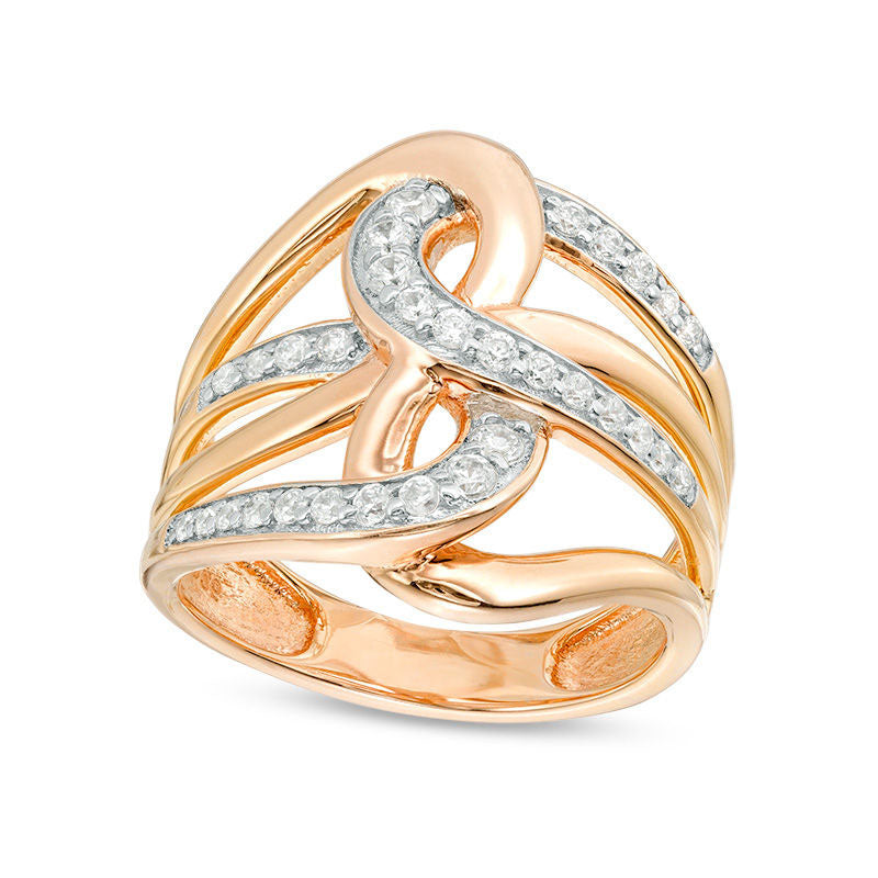 Image of ID 1 050 CT TW Natural Diamond Interlocking Loops Ring in Solid 10K Rose Gold