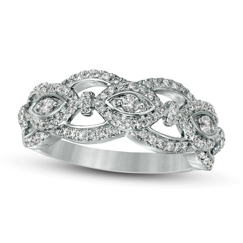 Image of ID 1 050 CT TW Natural Diamond Marquise Split Shank Ring in Solid 10K White Gold